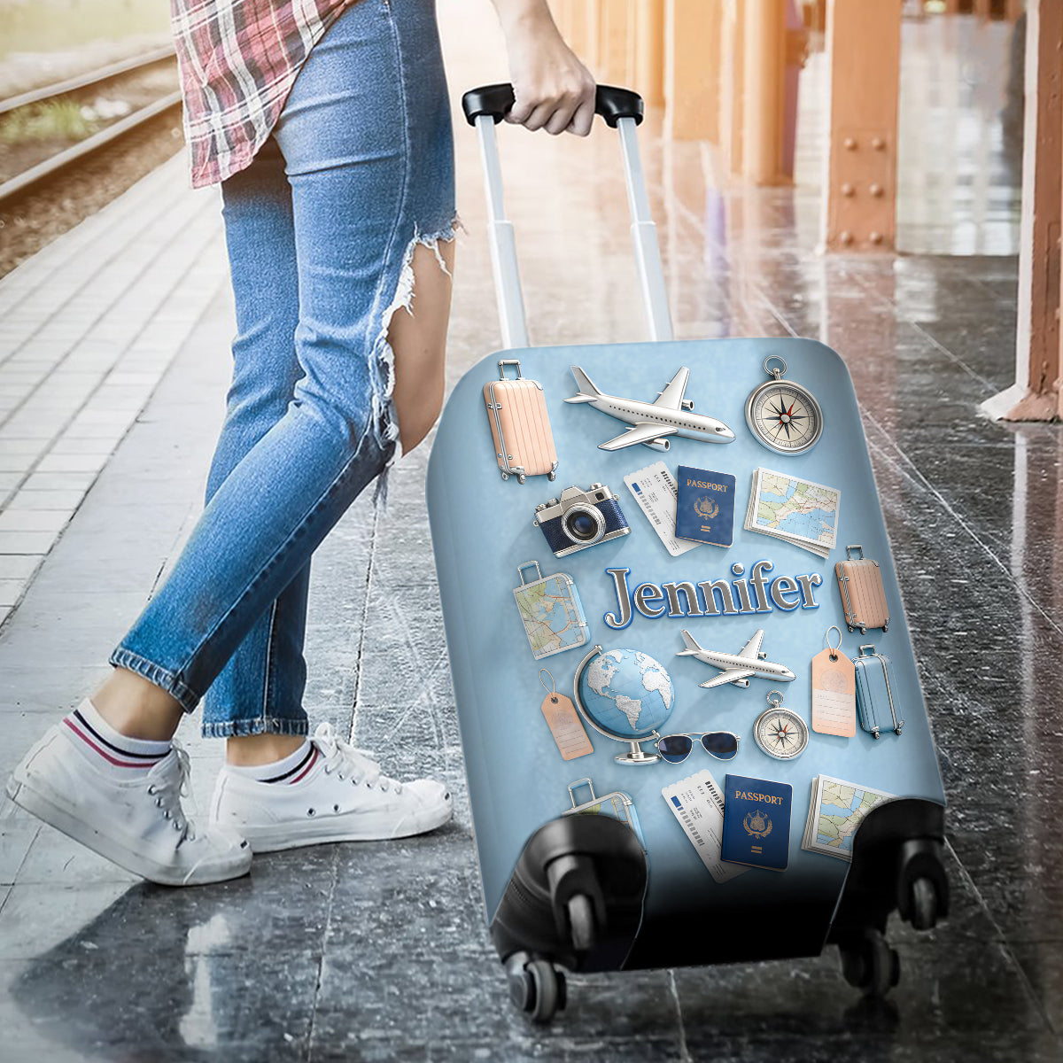Just A Girl Who Loves Travveling - Personalized Travelling Luggage Cover