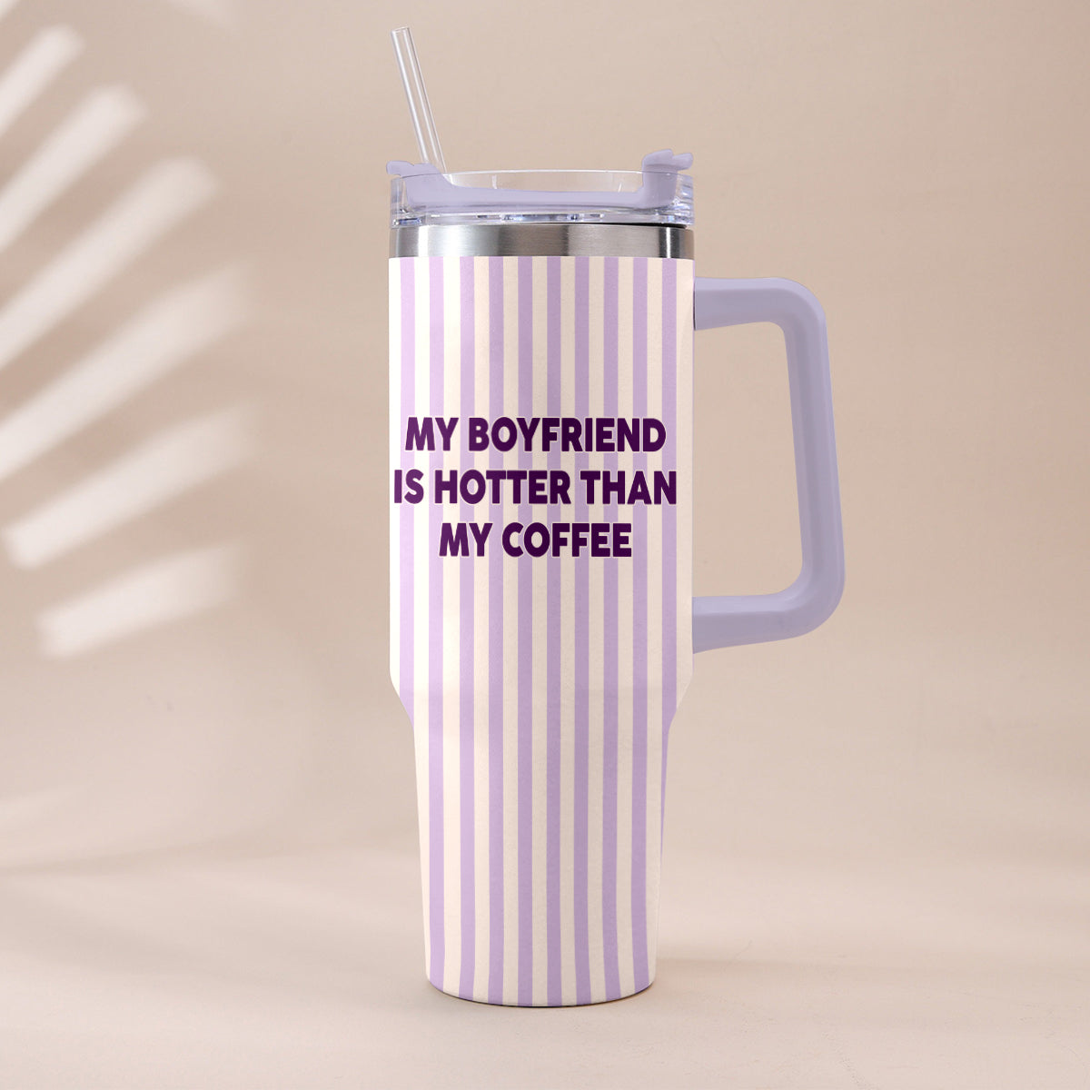 My Husband Boyfriend Is Hotter Than My Coffee Funny Doll - Personalized Couple Tumbler With Handle & Posable Doll