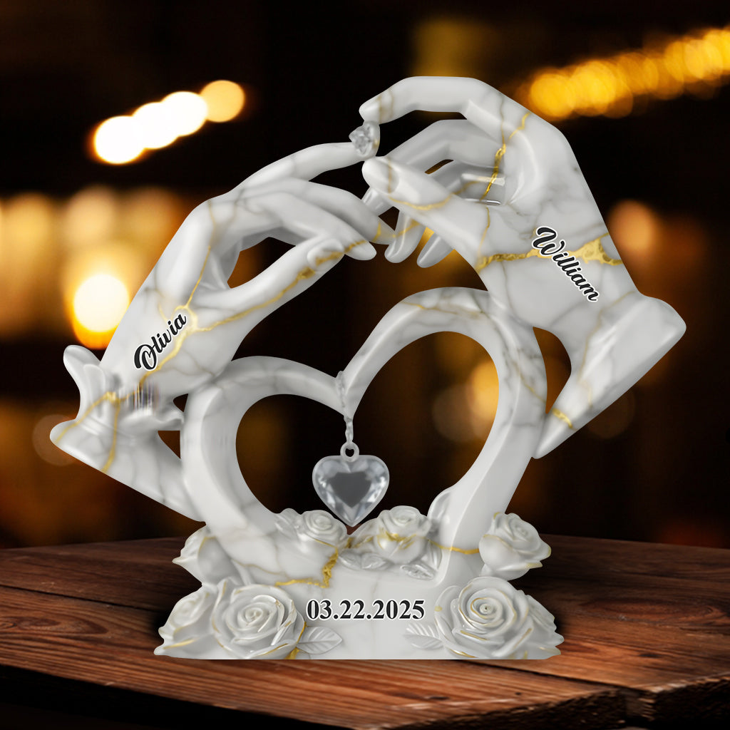 Für immer zusammen, ich liebe dich – personalisierte Acrylplakette in individueller Form für Paare