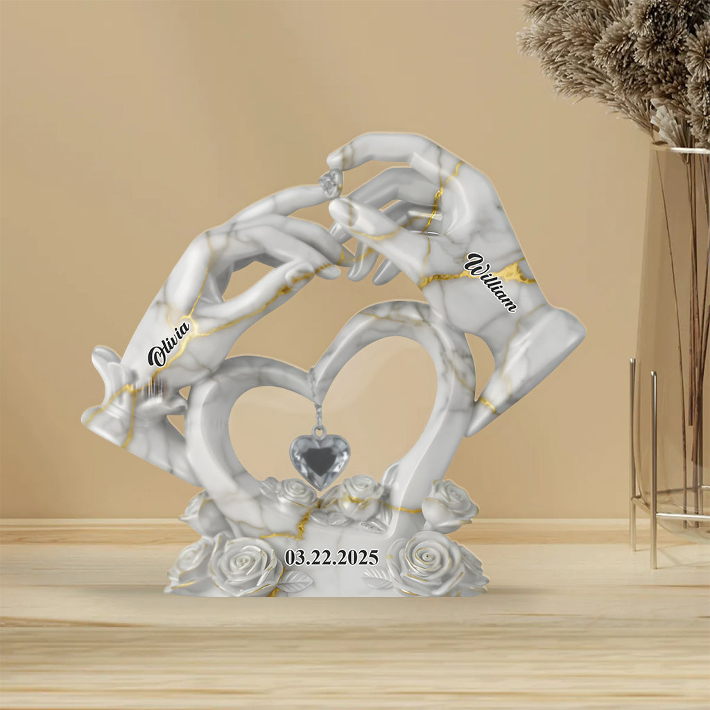 Für immer zusammen, ich liebe dich – personalisierte Acrylplakette in individueller Form für Paare