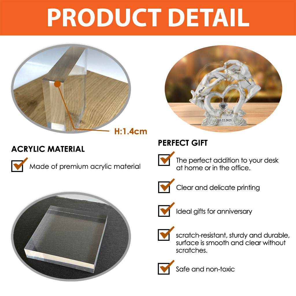 Für immer zusammen, ich liebe dich – personalisierte Acrylplakette in individueller Form für Paare