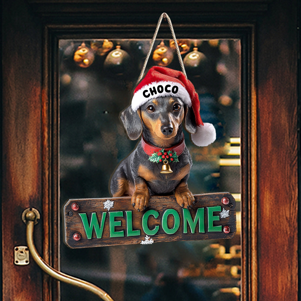 Willkommen zu Hause – personalisiertes Holzschild in Hundeform