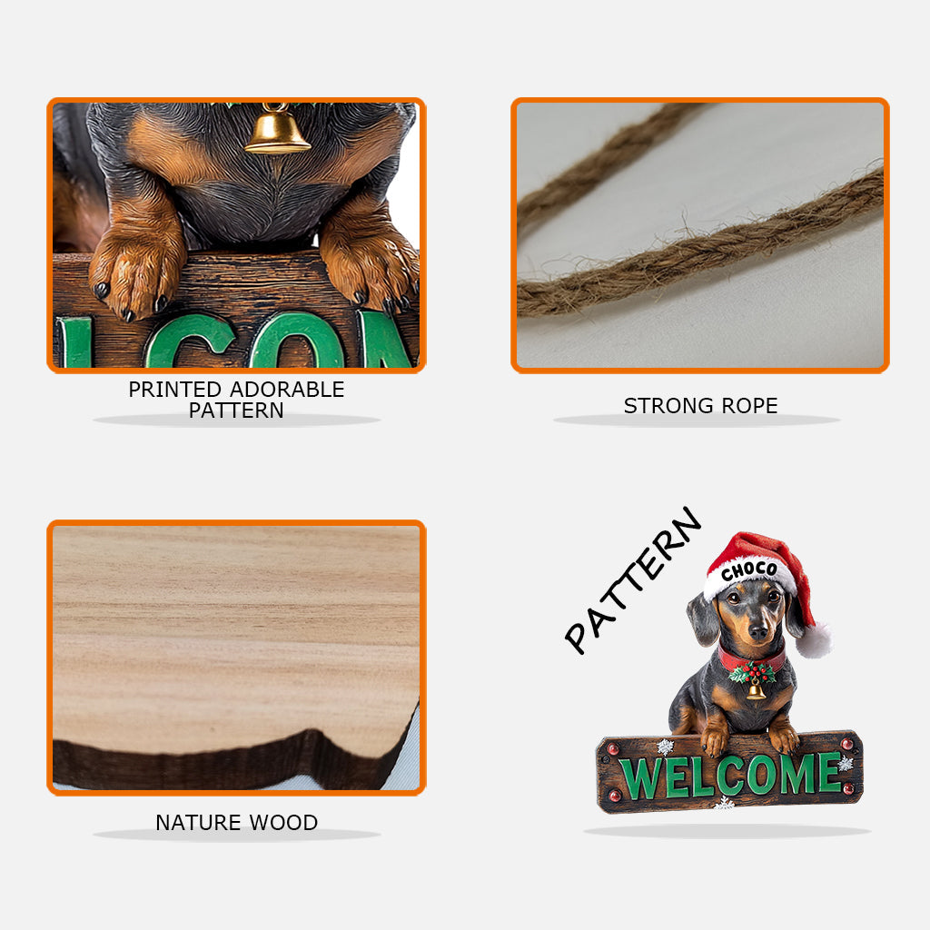 Willkommen zu Hause – personalisiertes Holzschild in Hundeform