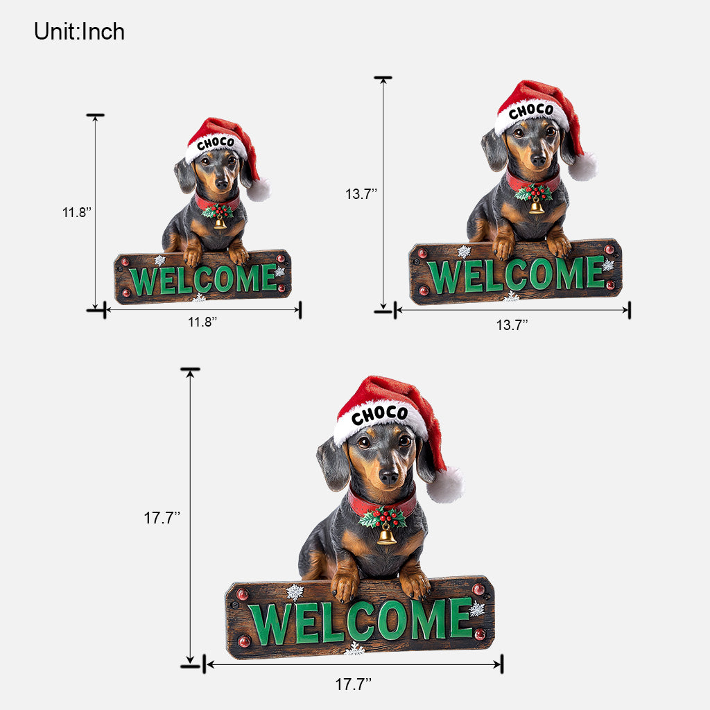 Willkommen zu Hause – personalisiertes Holzschild in Hundeform