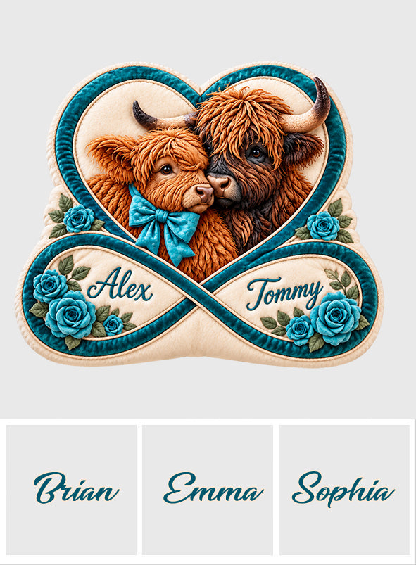 You & Me Together Forever - Personalized Highland Cow Premium Faux Fur Pillow