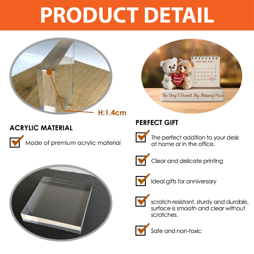 Der Tag, an dem ich mein fehlendes Puzzleteil fand – Personalisierte Acrylplakette für Paare in individueller Form