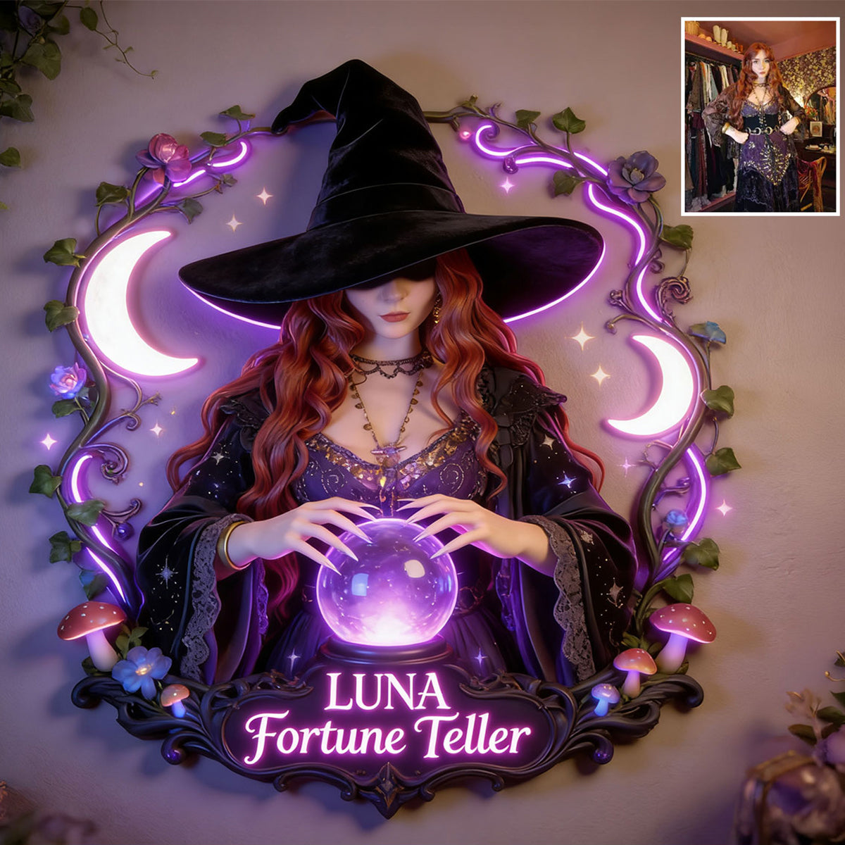 Witch's Room Decoration - Personalisierte Hexen LED Licht Acrylschild