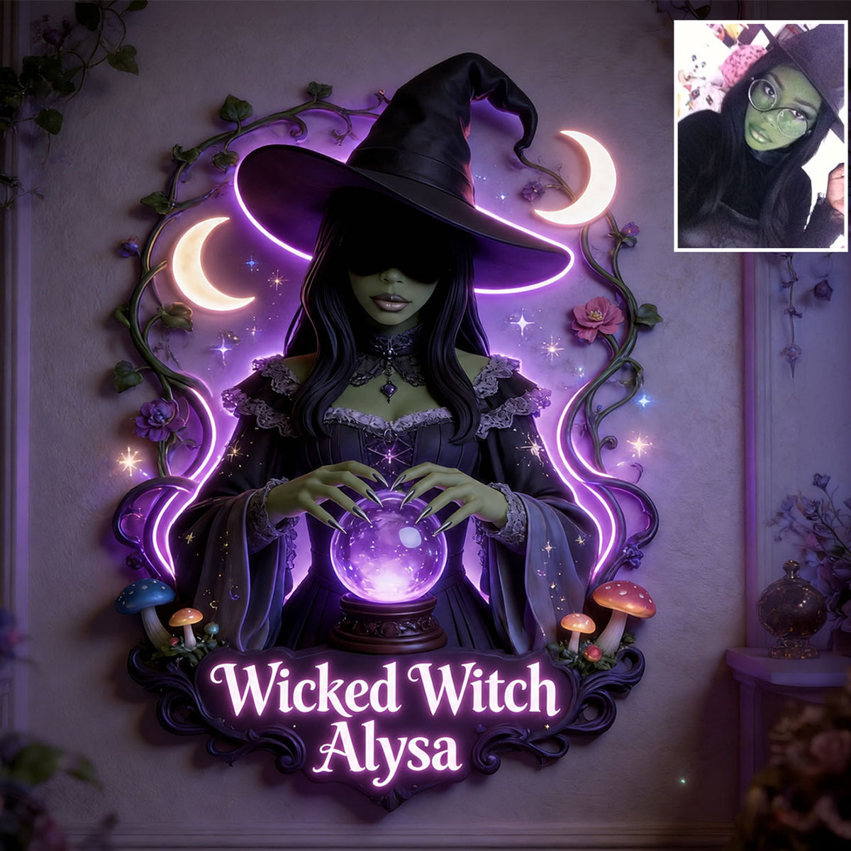 Witch's Room Decoration - Personalisierte Hexen LED Licht Acrylschild