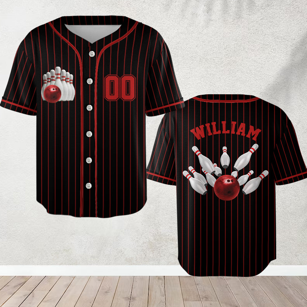 I'd Rather Be Bowling - Personalized Bowling Baseball Jersey