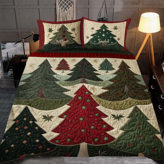 Weihnachtsbaum - Personalisiertes Weihnachtsquilt-Set