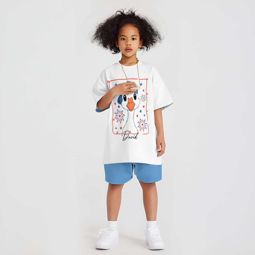 4th of July Goose - Personalized Kid Kid T-shirt & Shorts