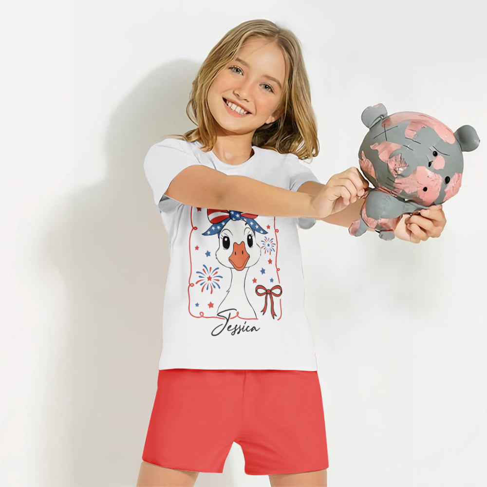 4th of July Goose - Personalized Kid Kid T-shirt & Shorts