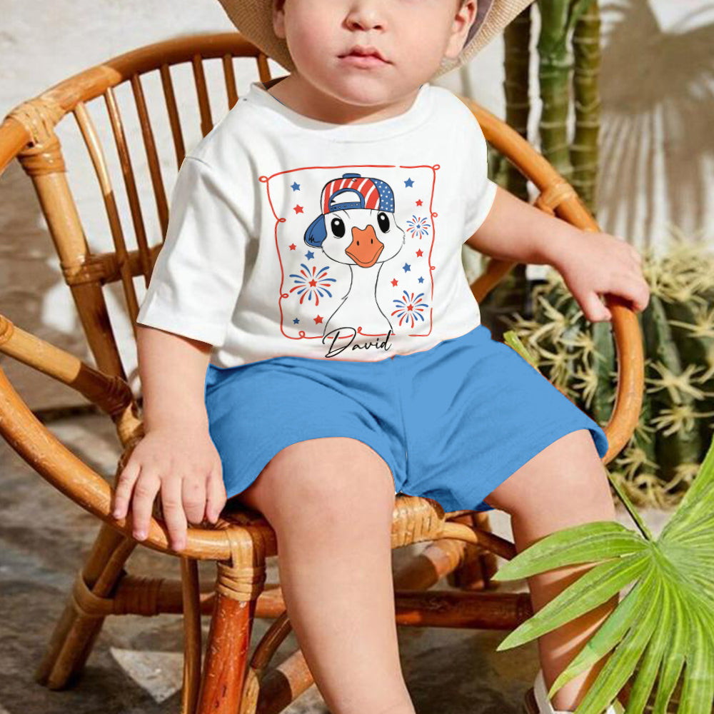 4th of July Goose - Personalized Kid Kid T-shirt & Shorts