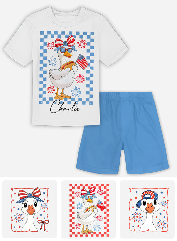 4th of July Goose - Personalized Kid Kid T-shirt & Shorts