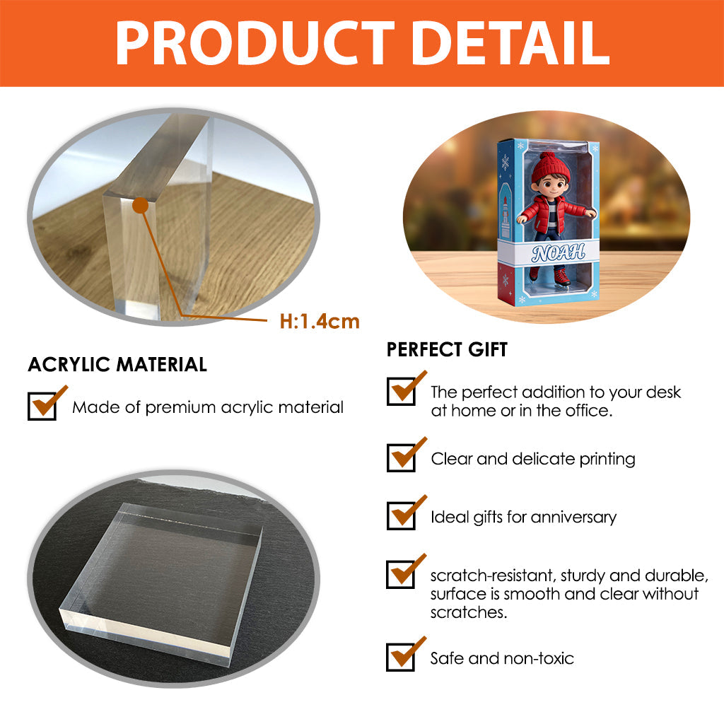 Jede Sportart – Eislaufen, Skifahren, Hockey,... – Personalisierte, individuell geformte Acrylplakette für Eislaufen