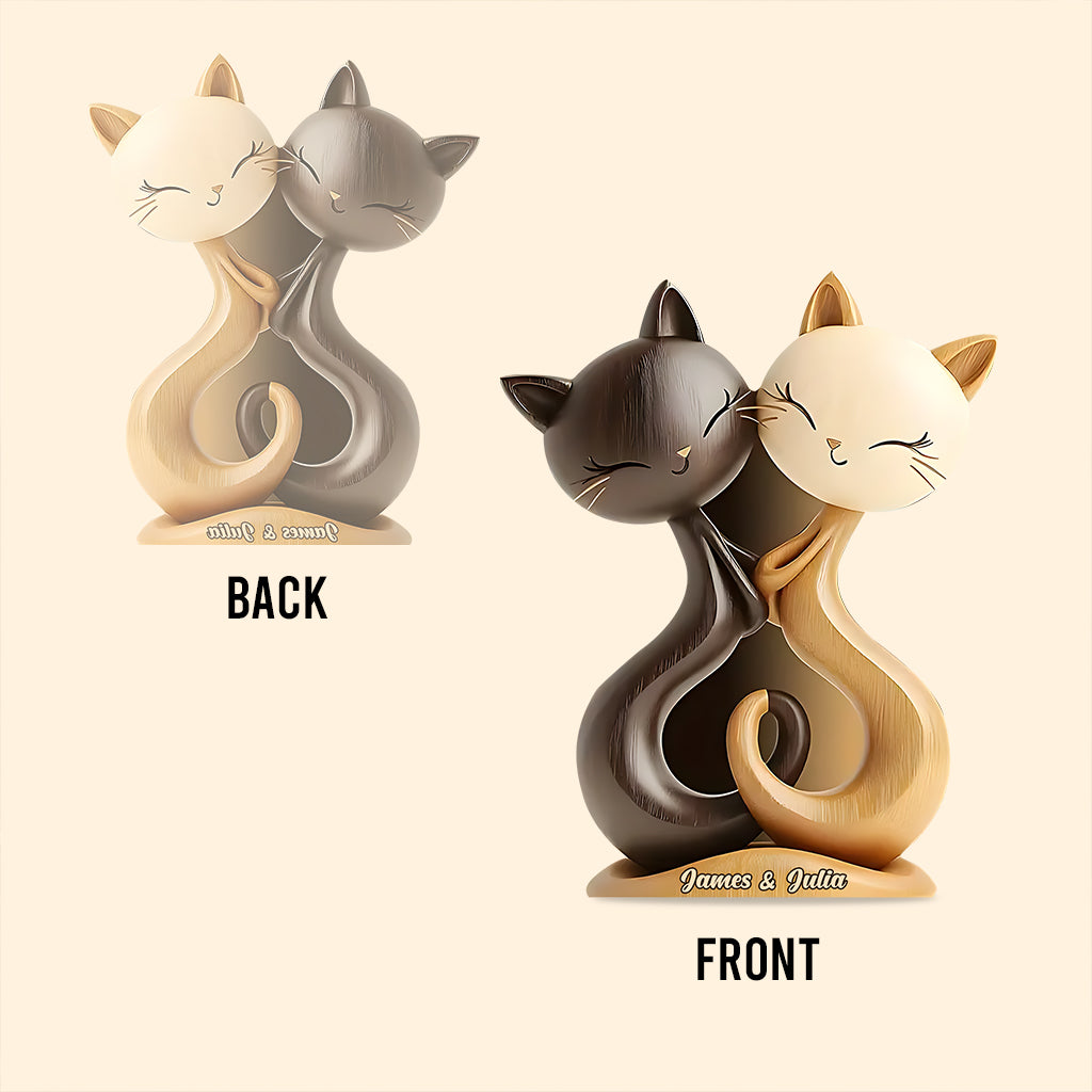 Katzenpaar – Personalisierte Acrylplakette in Katzenform