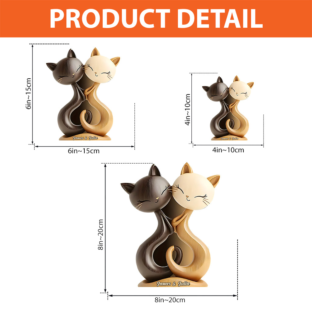 Katzenpaar – Personalisierte Acrylplakette in Katzenform