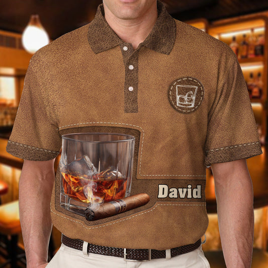 Whiskey und Zigarre – Personalisiertes Whisky-Poloshirt