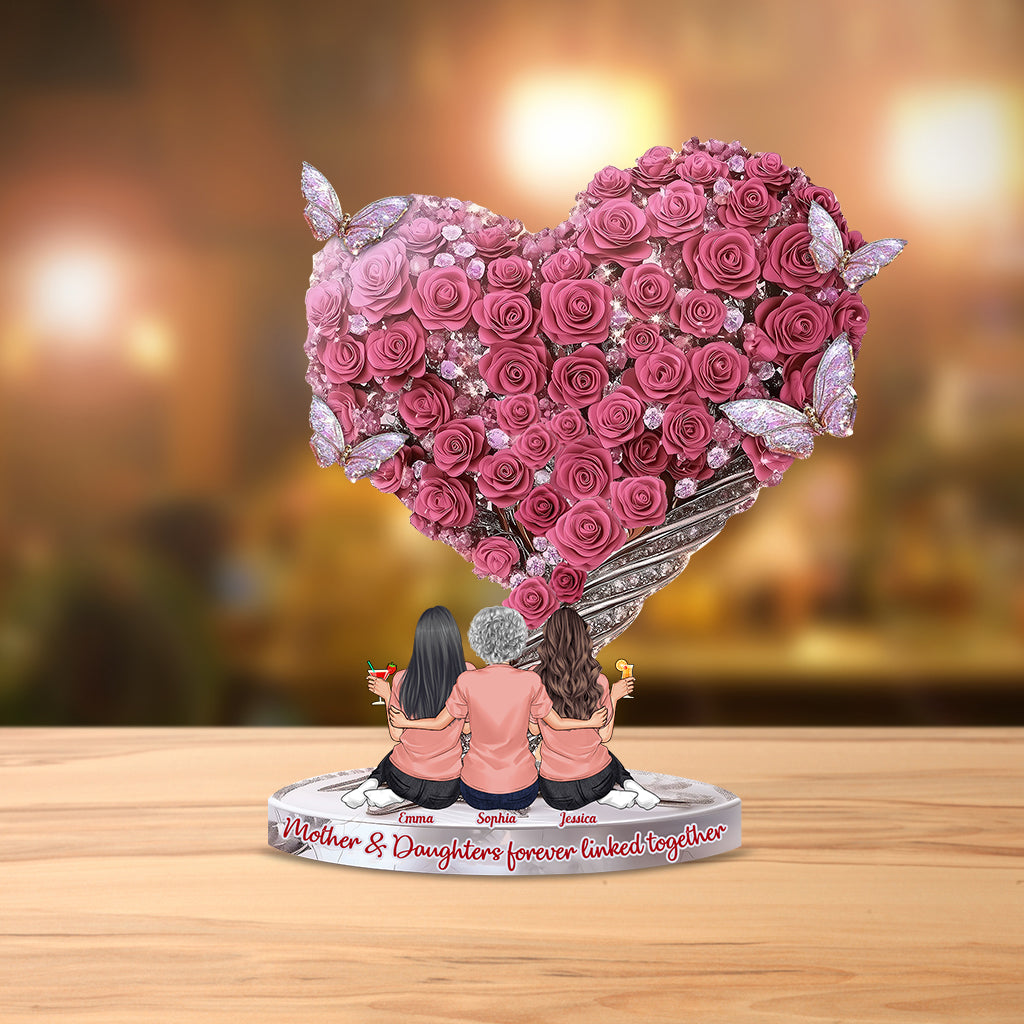 Mutter und Töchter – für immer verbunden – Personalisierte Acrylplakette in individueller Form für die Mutter