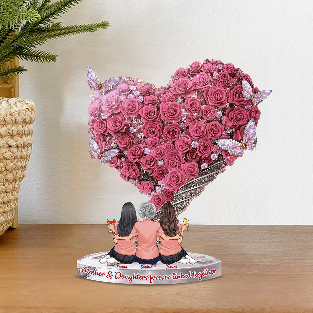 Mutter und Töchter – für immer verbunden – Personalisierte Acrylplakette in individueller Form für die Mutter