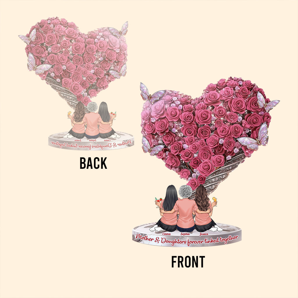 Mutter und Töchter – für immer verbunden – Personalisierte Acrylplakette in individueller Form für die Mutter