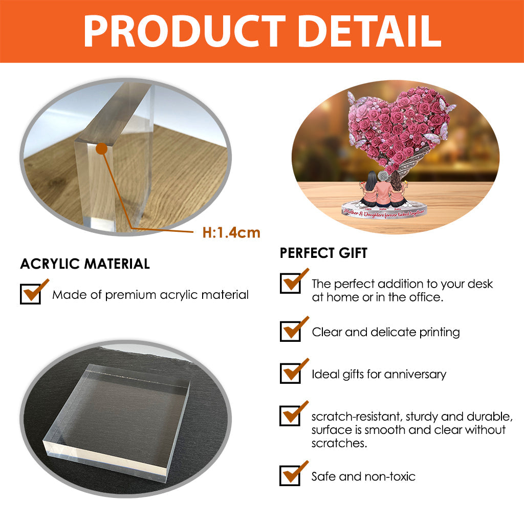 Mutter und Töchter – für immer verbunden – Personalisierte Acrylplakette in individueller Form für die Mutter