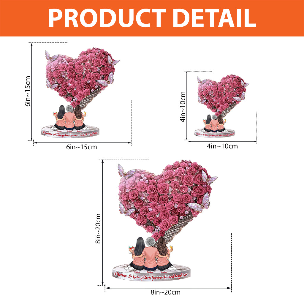 Mutter und Töchter – für immer verbunden – Personalisierte Acrylplakette in individueller Form für die Mutter