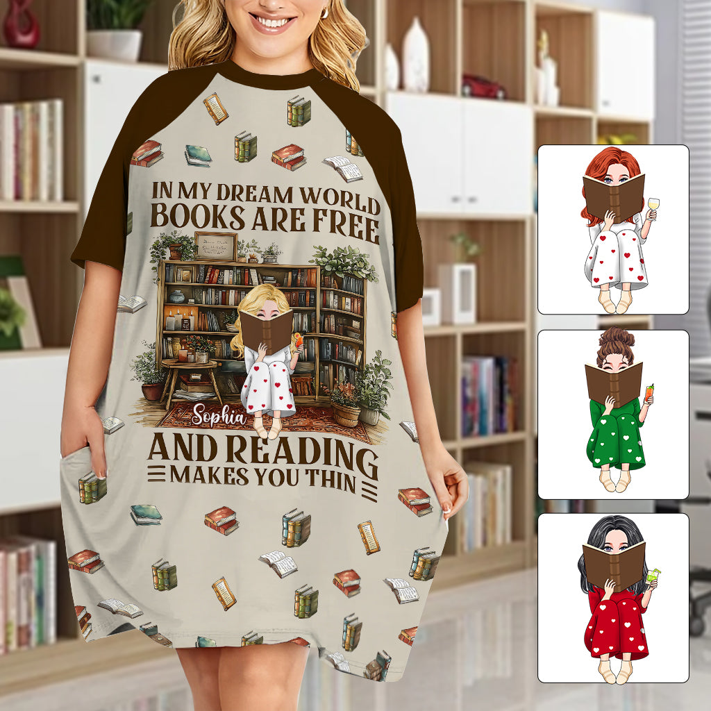 In My Dream World - Personalized Book Sleep T-shirt Dress