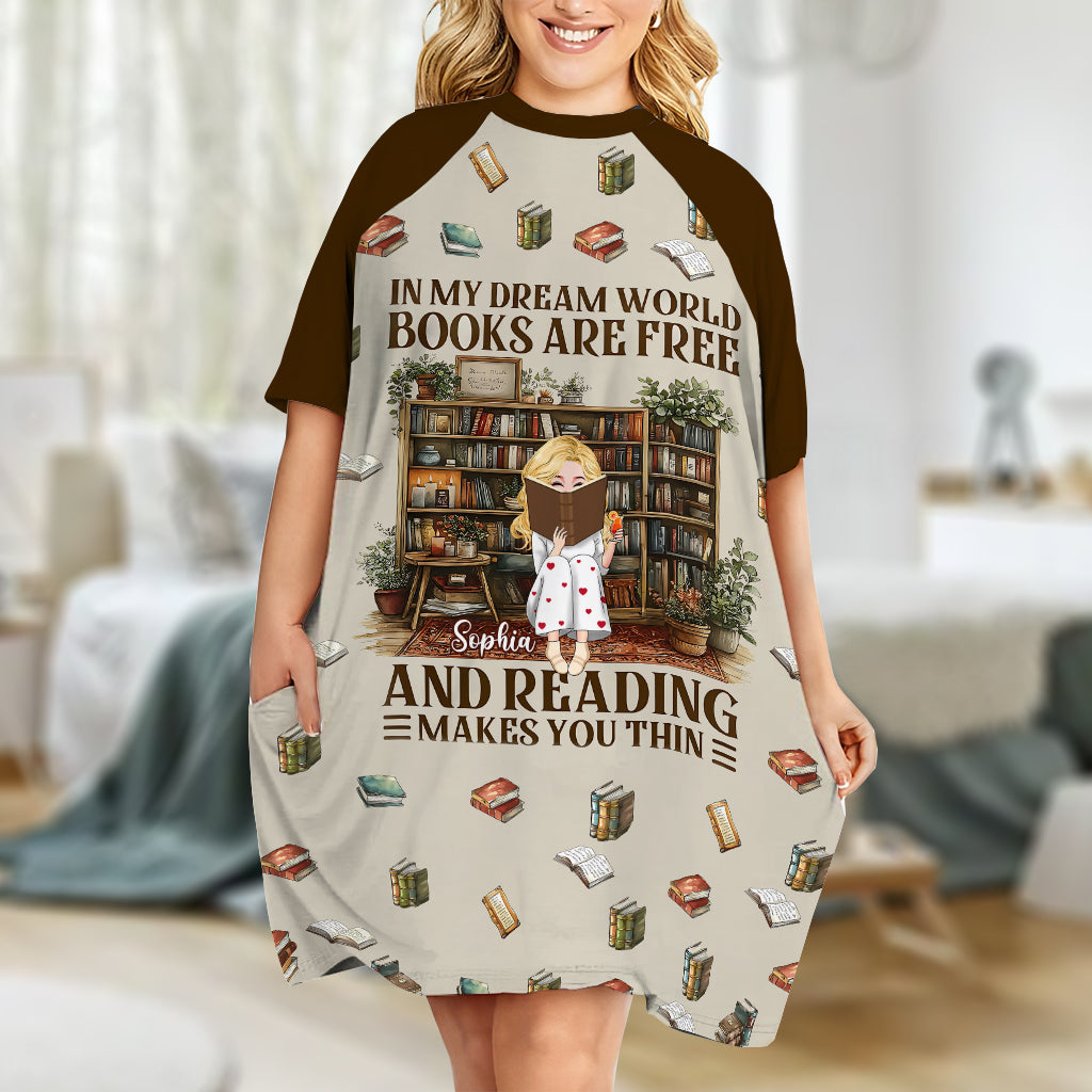 In My Dream World - Personalized Book Sleep T-shirt Dress
