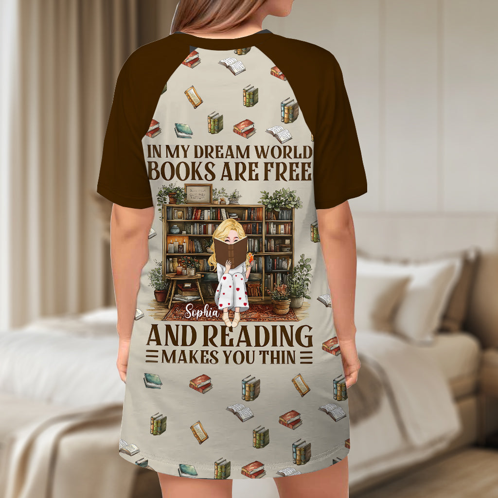 In My Dream World - Personalized Book Sleep T-shirt Dress