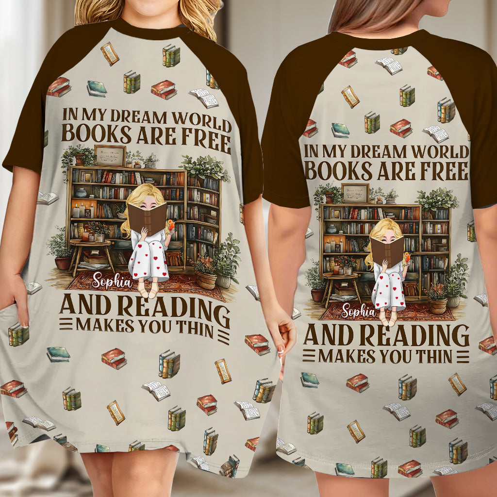 In My Dream World - Personalized Book Sleep T-shirt Dress