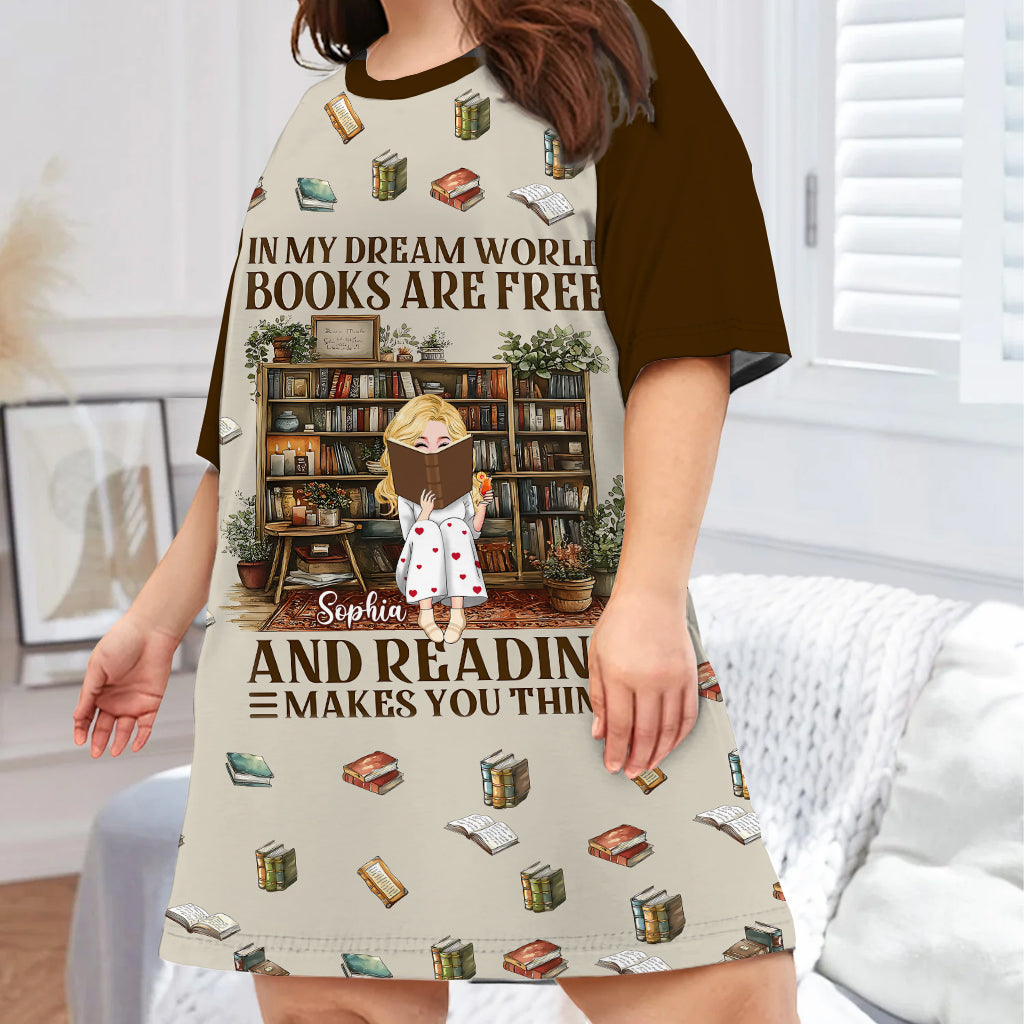 In My Dream World - Personalized Book Sleep T-shirt Dress