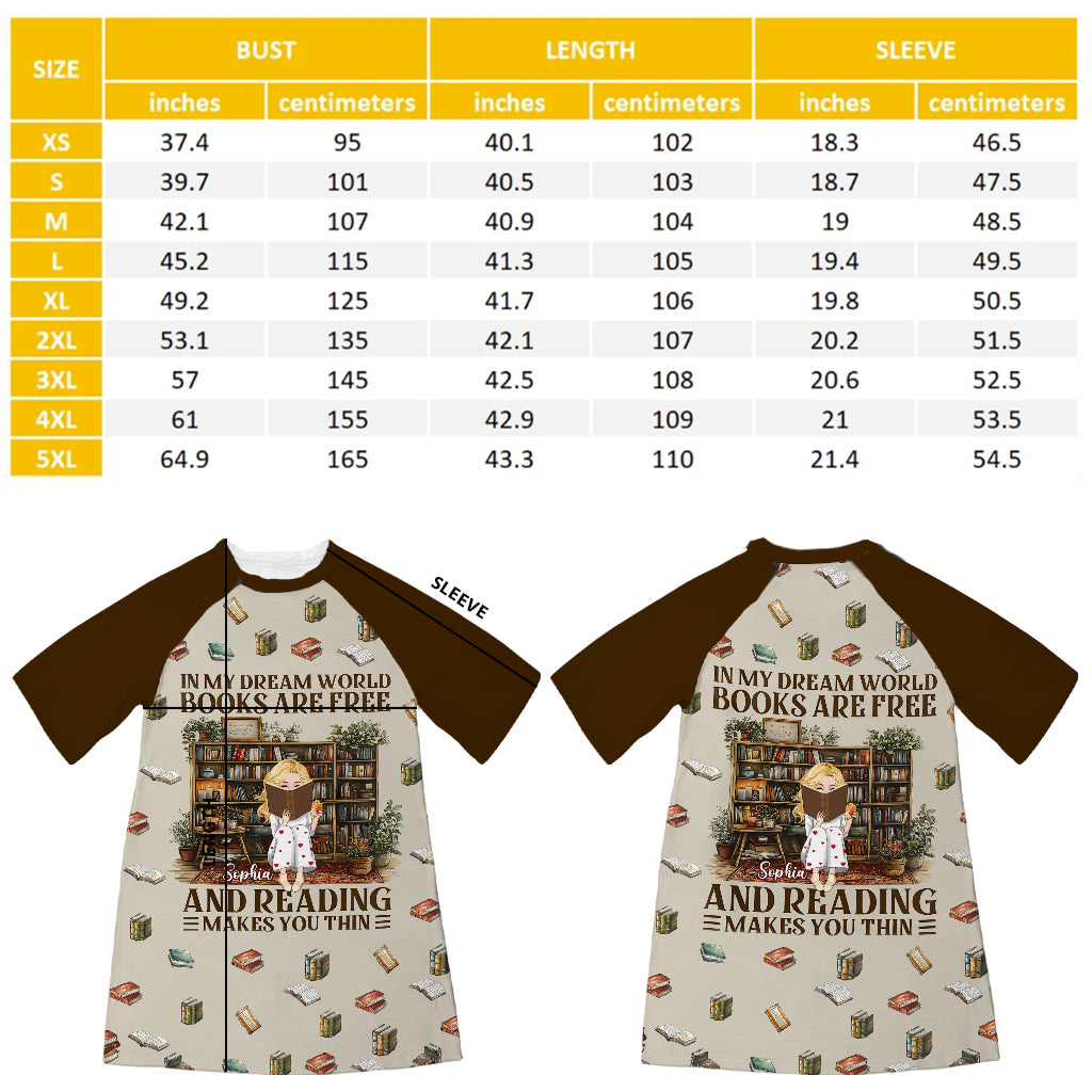 In My Dream World - Personalized Book Sleep T-shirt Dress