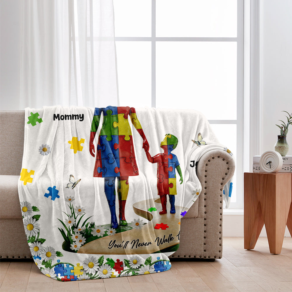 Du wirst niemals allein gehen – Personalisierte Decke zur Aufklärung über Autismus