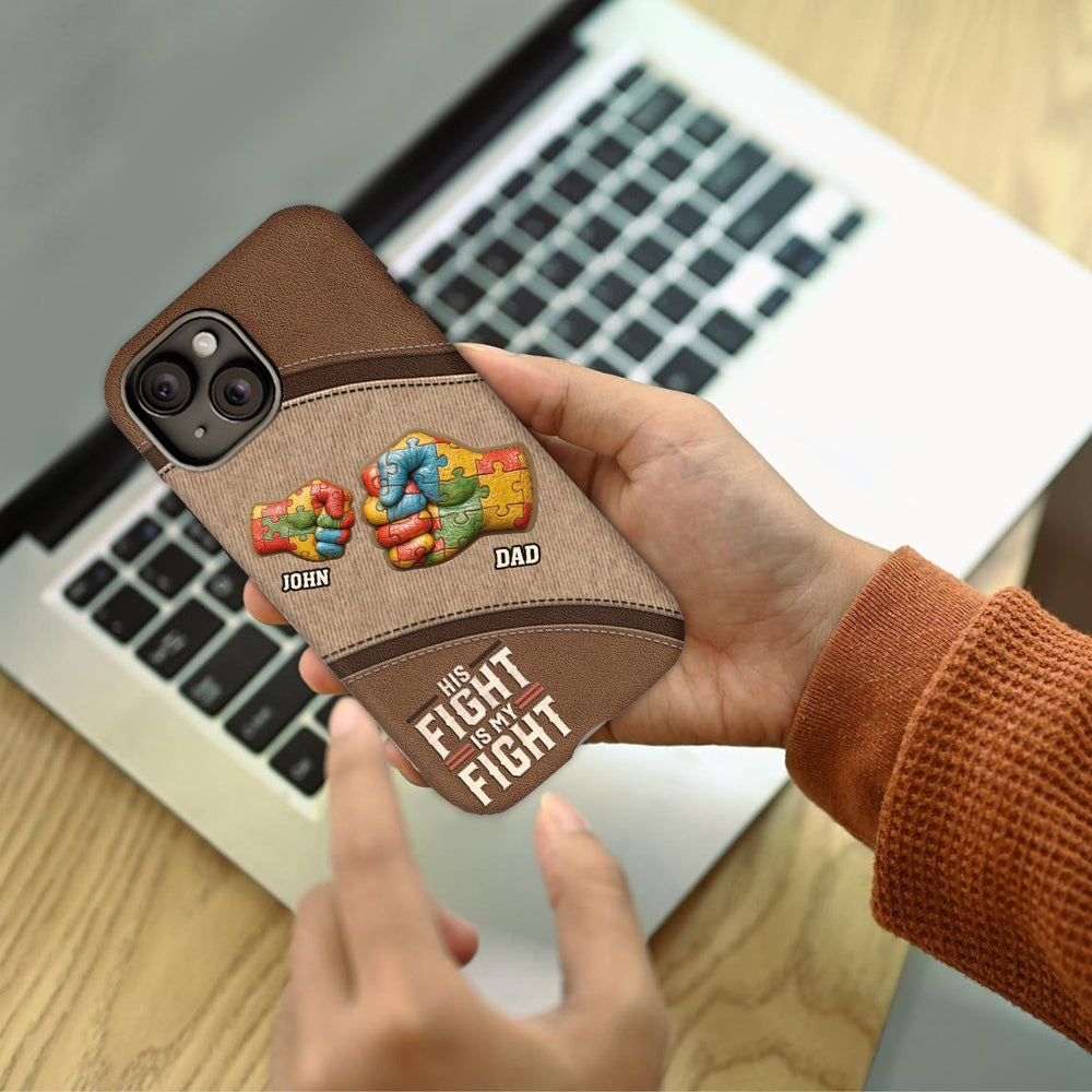 Sein/Ihr Kampf ist mein Kampf – Personalisierte Handyhülle mit vollflächigem Aufdruck zum Thema Autismus