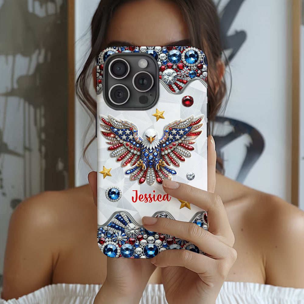 Patriotischer Adler – Personalisierte Handyhülle mit Weißkopfseeadler-Vollbild