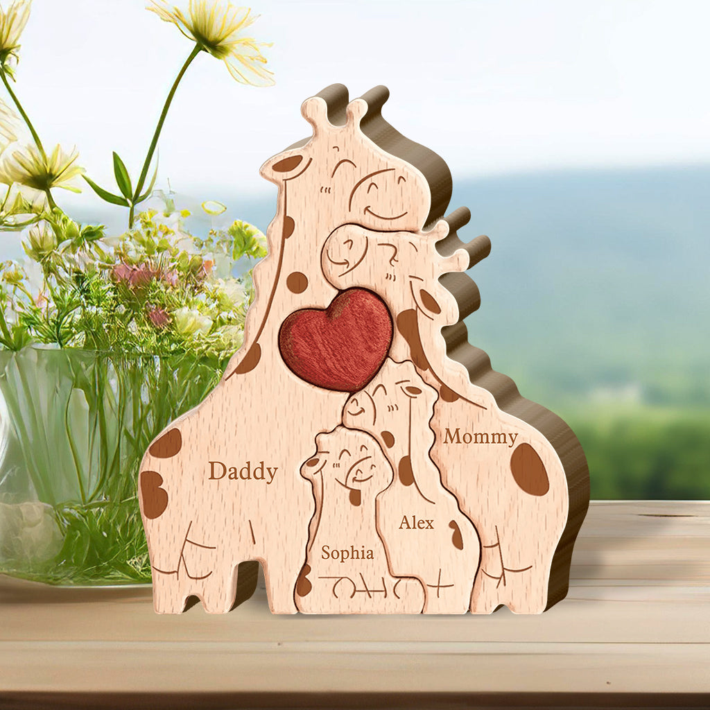 Happy Family - Personalized Family Shaped Wooden Puzzle