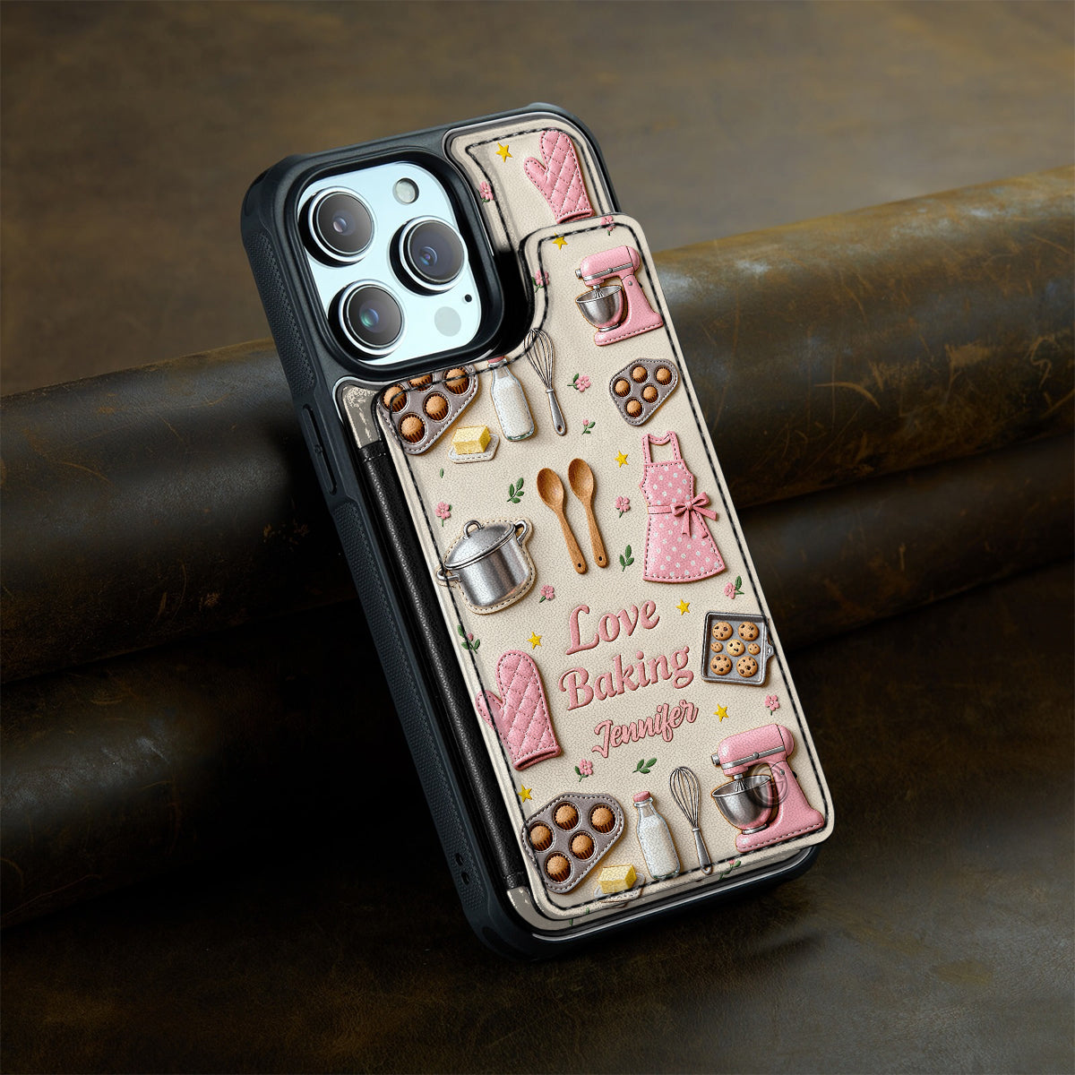 Liebe zum Backen – Personalisierte Handyhülle mit Volldruck im Brieftaschenformat