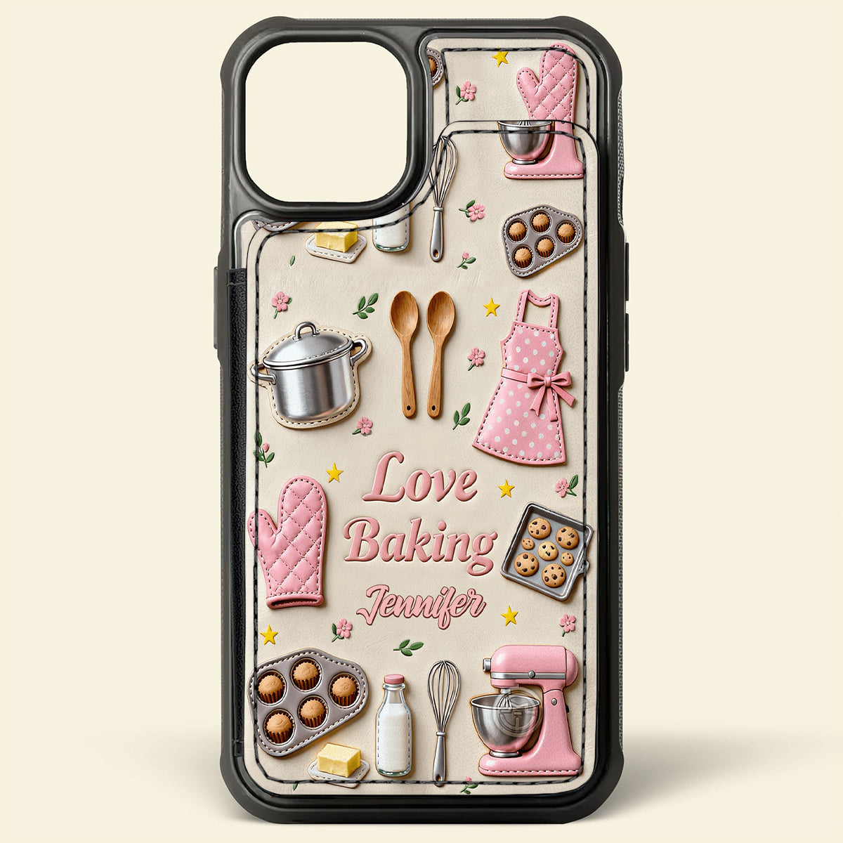 Liebe zum Backen – Personalisierte Handyhülle mit Volldruck im Brieftaschenformat