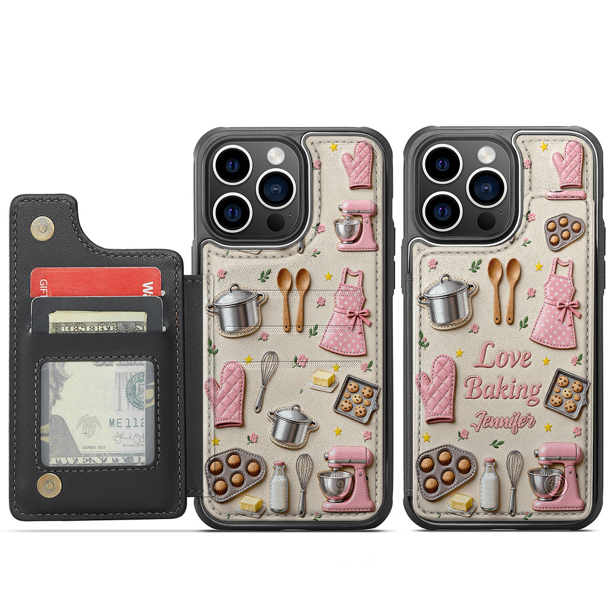 Liebe zum Backen – Personalisierte Handyhülle mit Volldruck im Brieftaschenformat