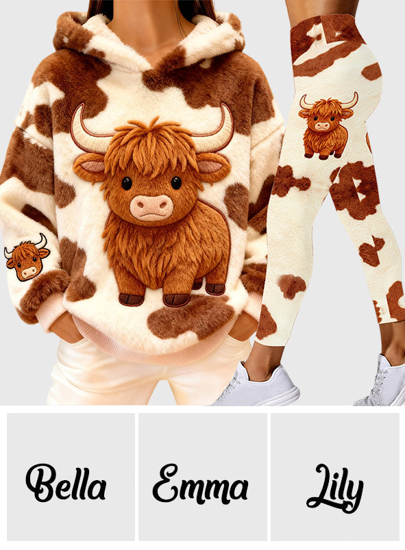 Cute Highland Cow - Personalized Highland Cow Hoodie and Leggings