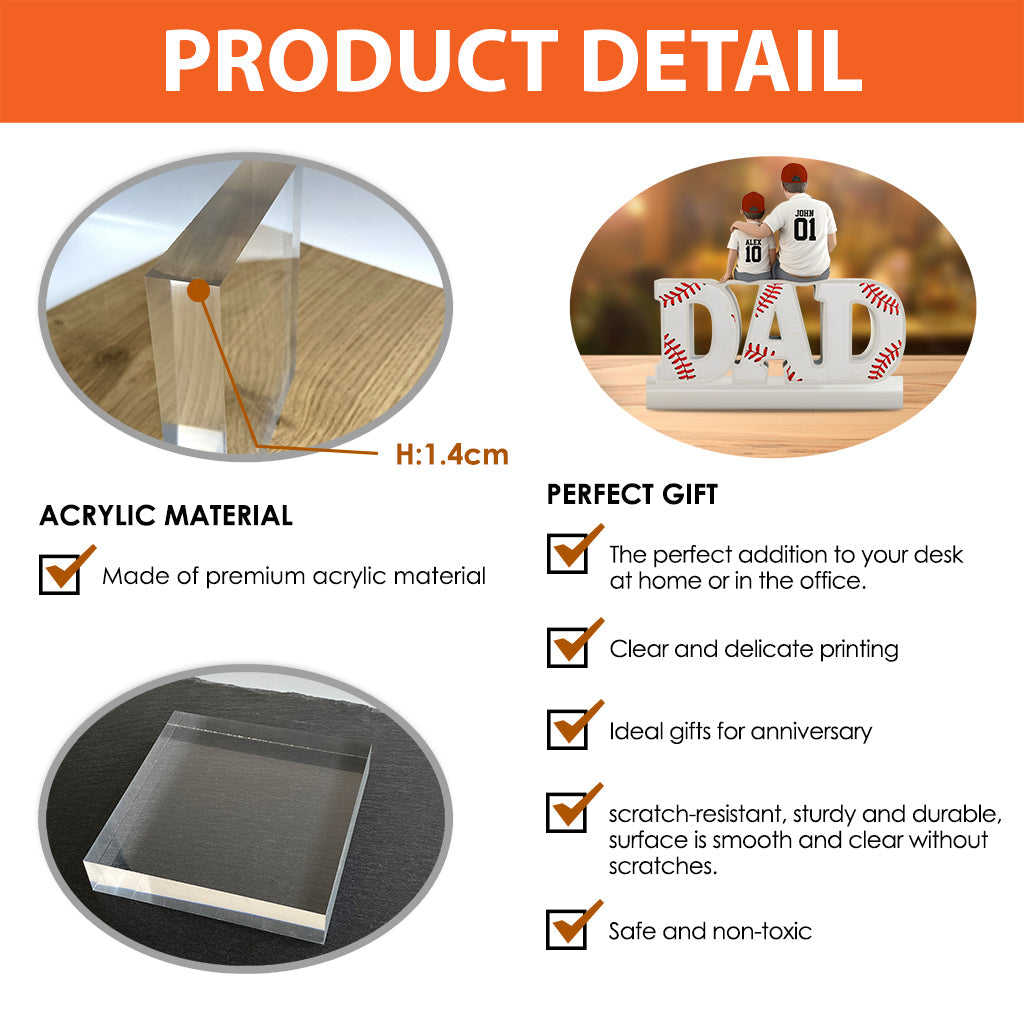 Bester Baseball-Papa aller Zeiten – Personalisierte Acrylplakette in Baseballform