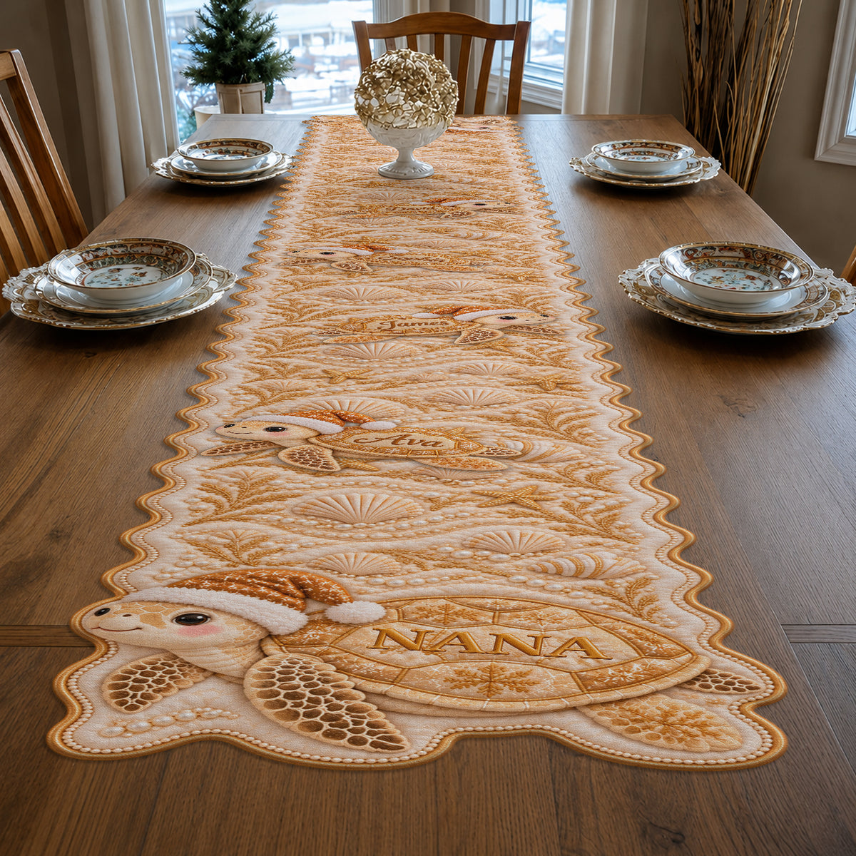 Grandma Turtle - Personalized Turtle Custom Shape Table Runner