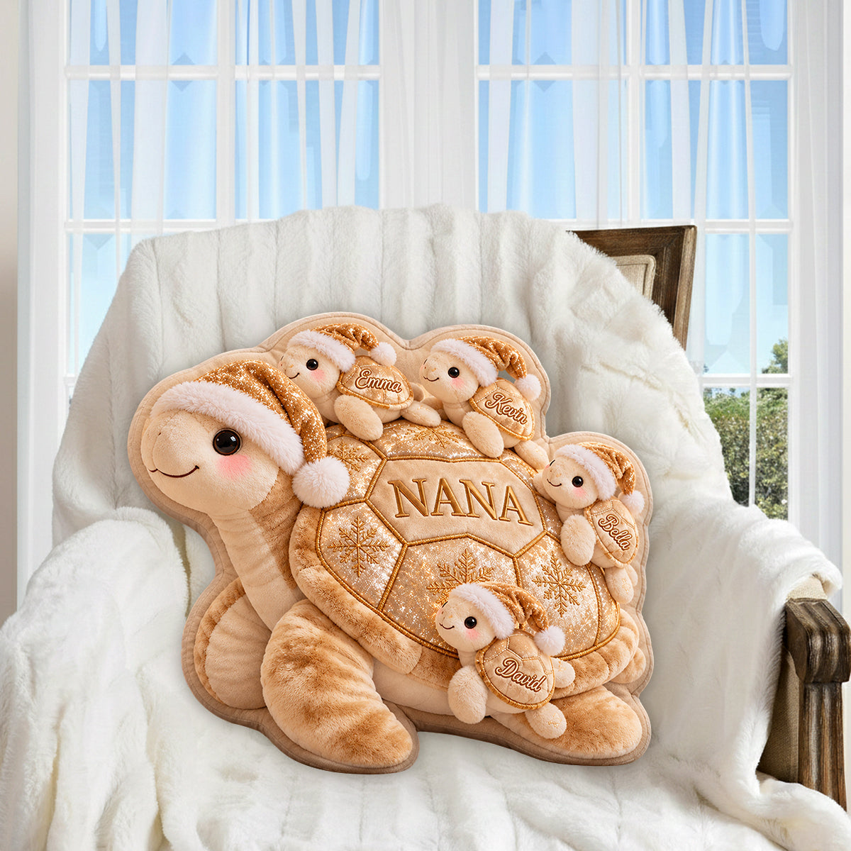 Grandma Turtle - Personalized Turtle Premium Faux Fur Pillow