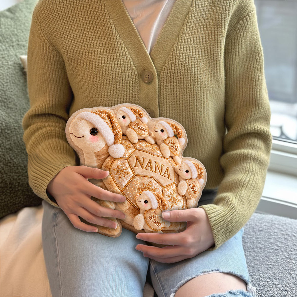 Grandma Turtle - Personalized Turtle Premium Faux Fur Pillow