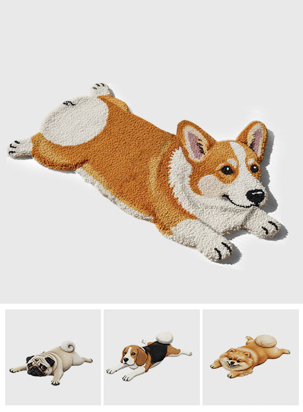 Niedlicher Hund - Personalisierter, rutschfester, getufteter Hundeteppich