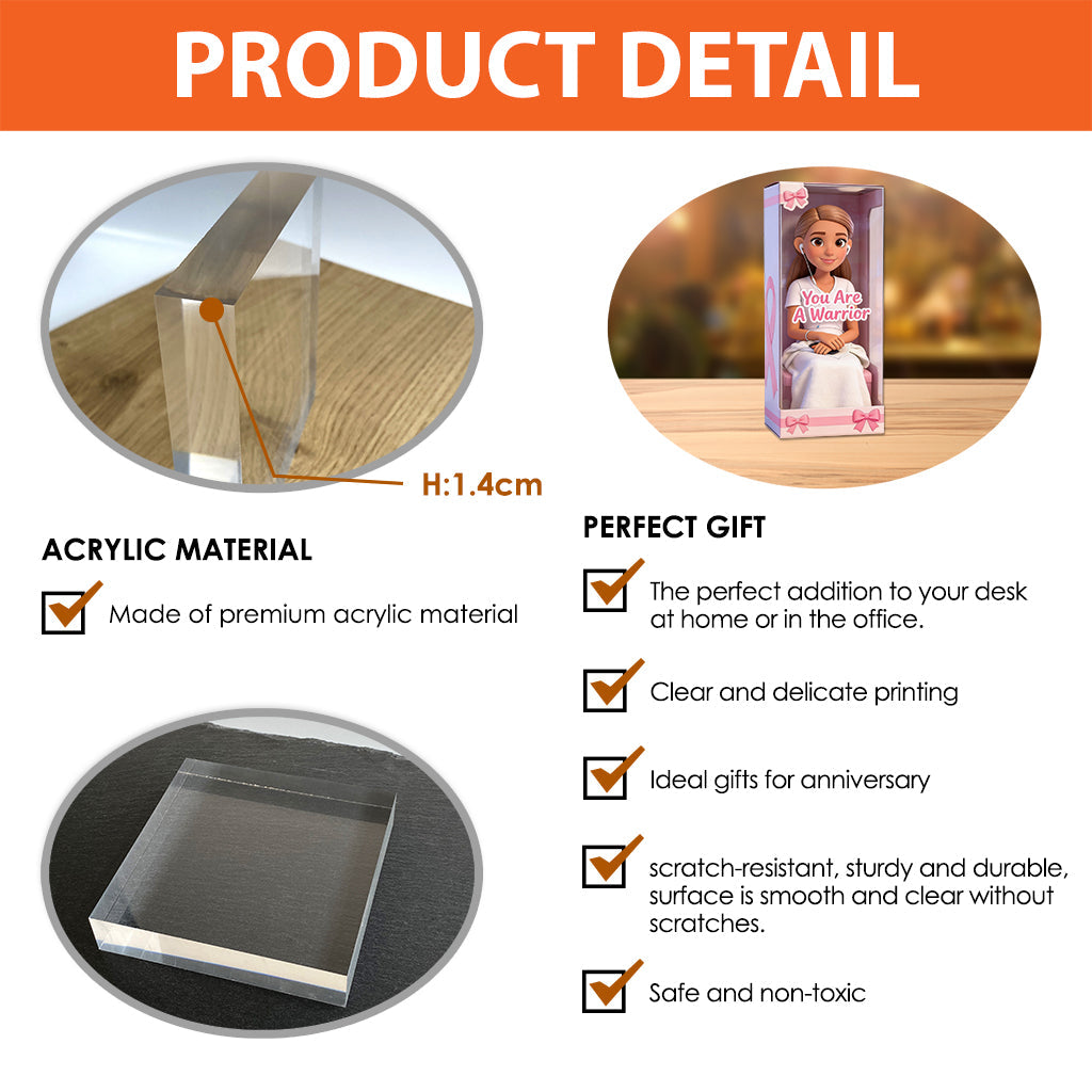 Brustkrebsvorsorge – Personalisierte Acrylplakette in individueller Form zur Brustkrebsvorsorge