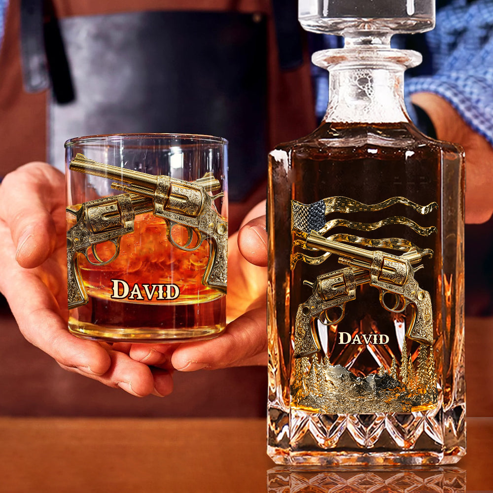 Ich mag Whiskey, Waffen und vielleicht drei Leute – personalisiertes Whiskyglas