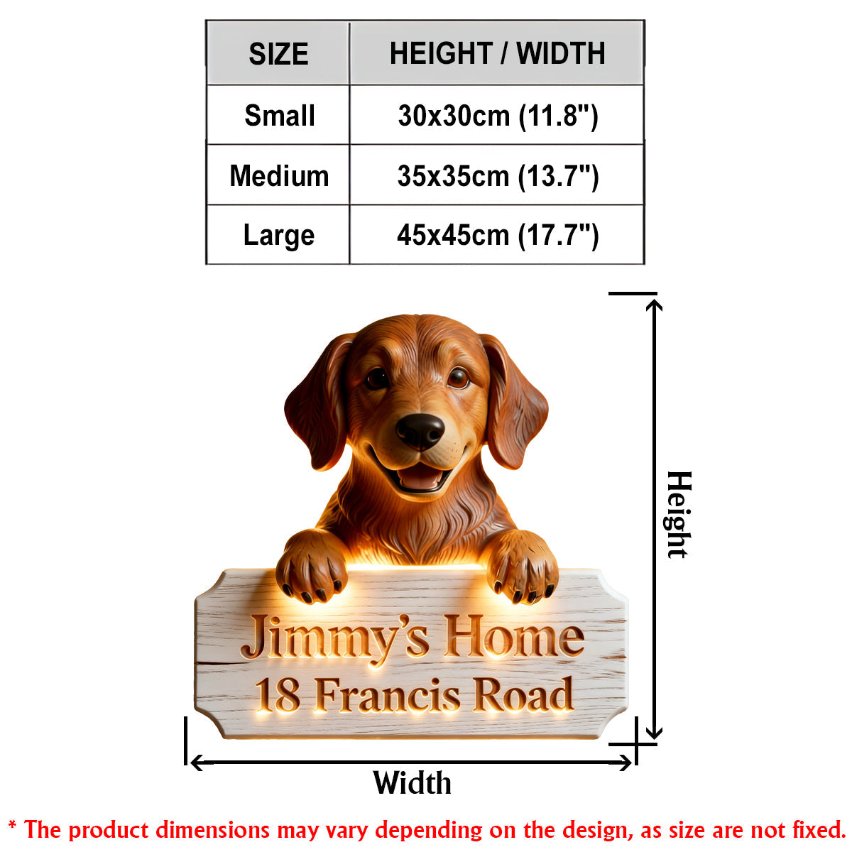 Licht für unser Zuhause – Personalisiertes LED-Lichtschild für Hunde aus Acryl