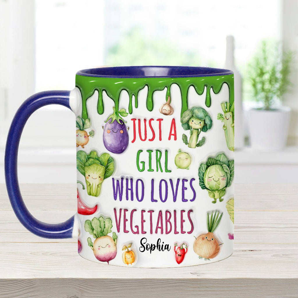 Vegan Girl Who Loves Vegetables - Personalized Veganism Accent Mug